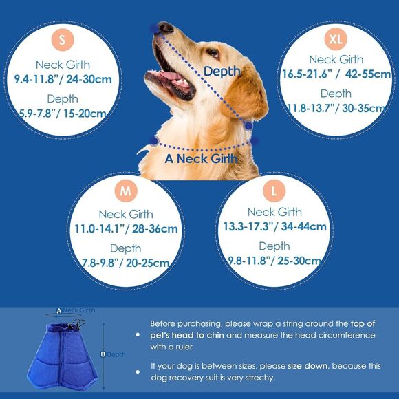 SUNFURA Soft Cone, Dog Cone Alternative for Wound Healing, Blue Large - Picture 2 of 3